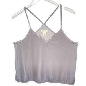Madewell Velour X Strap Back Cami V-Neck Tank Top Grey Silver Size Large